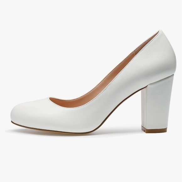 NWT Castamere High Heels Round Toe Pump in PU White - Picture 2 of 12